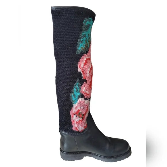 Twin Set Jacquard Knit Floral Boots, VGUC, Size 39.5 - Picture 6 of 16